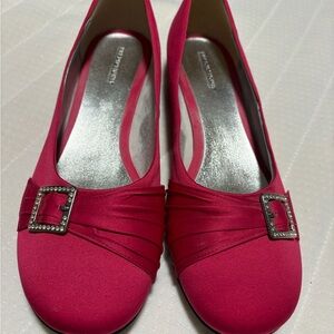 Predictions Fuchsia Satin Flats with Buckle
